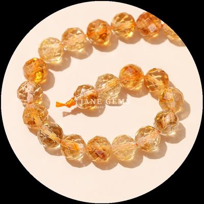 Perlas de gemas multicolores Perlas de gemas naturales Citrino Fresa Cuarzo Facetado Redondo hebras sueltas de perlas
