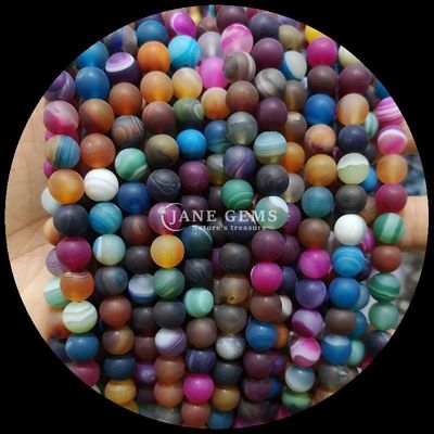 Piedras preciosas naturales varias bandas de ágata helada redonda ágata hilos de cuentas sueltas la adición perfecta a su colección de collares
