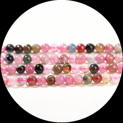 Colores variados Perlas de piedras preciosas cortadas redondas pequeñas de turmalina Cristal de perlas sueltas