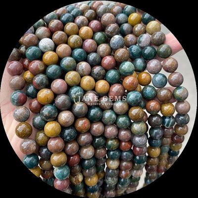 Perlas de forma redonda Perlas de forma redonda Perfecto para pulseras Varios tipos de piedra Sangre de dragón Ágata india Ronda suelta Perlas de piedra preciosa hebras