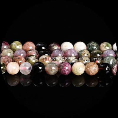 Gemas de corte redondo Perlas de oro piedra arenisca musgo ágata turmalina diversos cristales curativos hebras sueltas de perlas La última joyería de bricolaje