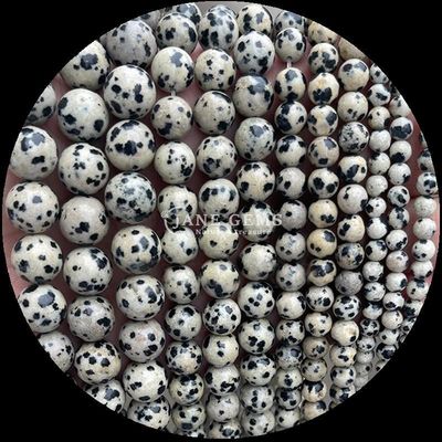 Técnica pulida Gemas redondas de corte Perlas en cristal de piedra curativa multicolor Dalmata Jaspe de piedra de lava hebras sueltas de perlas para accesorios de cabello con perlas
