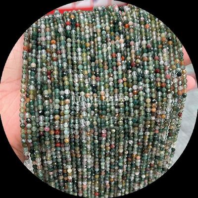 Gemas Naturales Perlas de corte redondo de cristal curativo de facetas mini piedras preciosas musgo ágata copo de nieve obsidiana Varios hilos de perlas sueltas ideales para accesorios artesanales