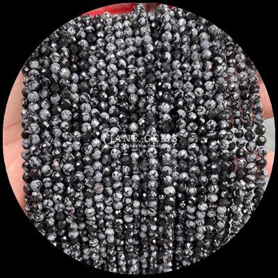 Gemas Naturales Perlas de corte redondo de cristal curativo de facetas mini piedras preciosas musgo ágata copo de nieve obsidiana Varios hilos de perlas sueltas ideales para accesorios artesanales