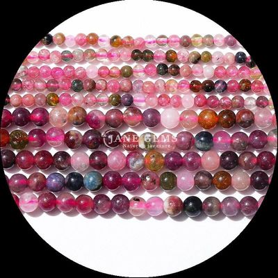 Cuentas de gemas de 4 mm multicolor Varias piedras de cristal natural Mini cuentas redondas de turmalina sueltas para requisitos del cliente